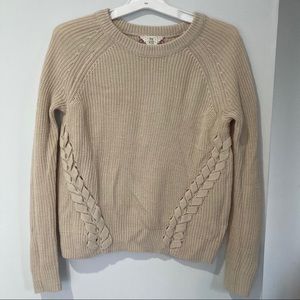 Pink Rose cream Knit Sweatshirt